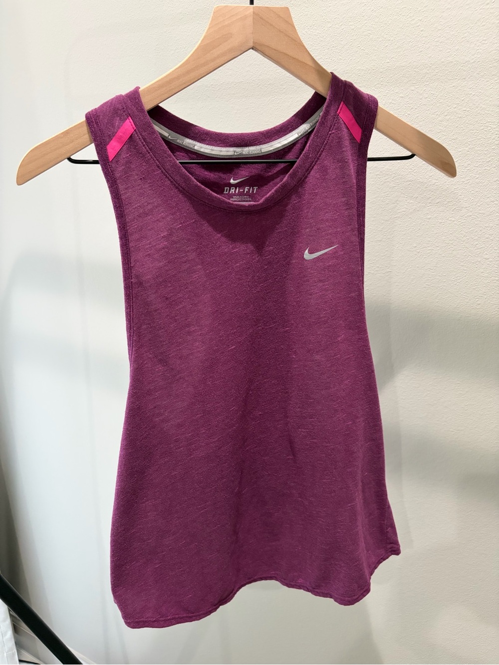 Nike Women's Purple Athletic Dri-FIT Tank with Pink Accents